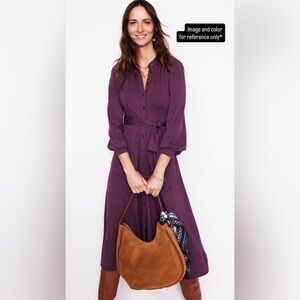 NWT Boden Rowena Trim Jersey Shirt Dress in Blue, Size 8R